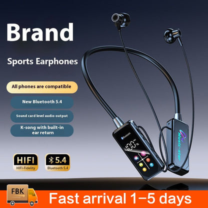 Sports Earphones Two Ears in-ear Wireless Bluetooth Earpods Neckband Earphones Earbuds Ultra-Long Standby Ear Return Monitoring Card Plug-in Noise Reduction Comfortable And Stylish High Quality