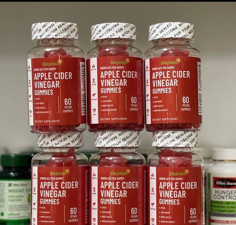 Apple Cider Vinegar (500mg) | Dietary Vinegar For Detox 500mg Sexy Look Detox, Cholesterol, and Energy Vitamins B9 and B12 Promotes Sexy Body ACV Gummies