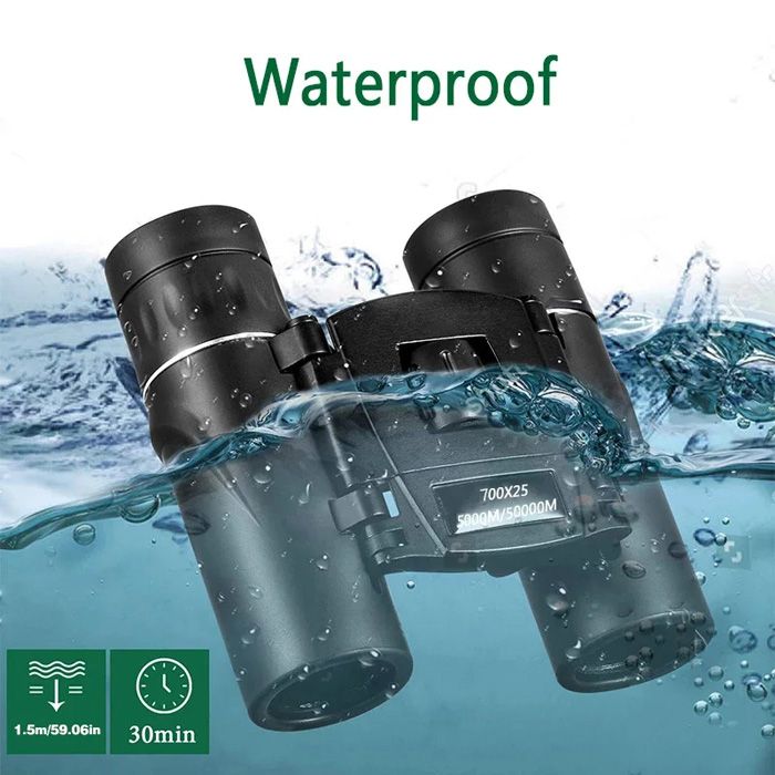 700x25 HD Zoom Portable Powerful Binoculars Long Range BAK4 Telescope Jumelles Folding FMC Binoculars for Hunting Camping Travel