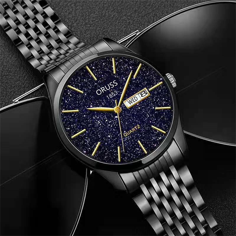 Men's Watch Date Week Fashion Watch Men Original Waterproof Non-mechanical Starlight Dual Calendar Quartz Wristwatch