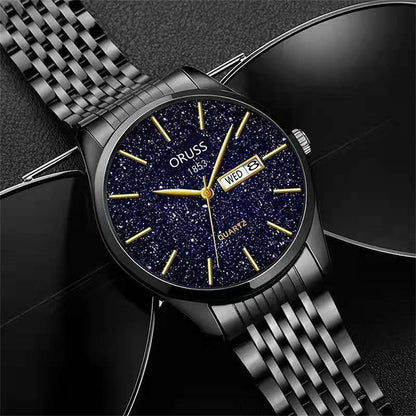 Men's Watch Date Week Fashion Watch Men Original Waterproof Non-mechanical Starlight Dual Calendar Quartz Wristwatch