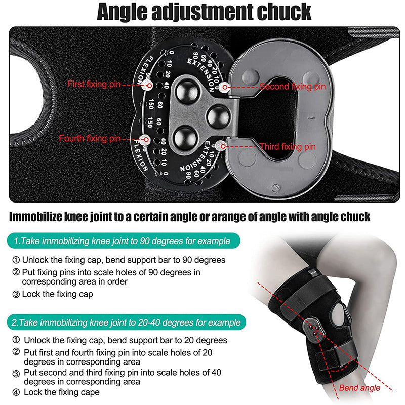 Professional Hinged Knee Brace Adjustable Knee Support with Side Stabilizers of Locking Dials for Knee Pain Arthritis ACL PCL Meniscus Tear Sports Braces Medical Hinged Knee Orthosis