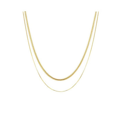 2 PCS/Set Titanium Steel Double Layered Necklace Fashionable Non-Fading High Quality Necklace Women's Personalised Collarbone NecklaceMulti-Layer Necklace Set