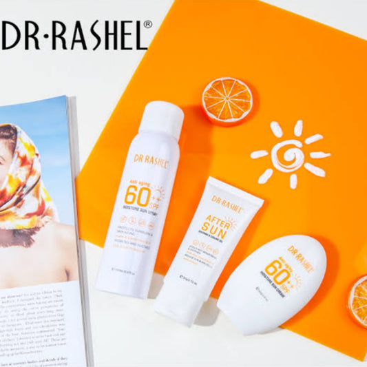 Dr. Rashel Sun Cream + Sun Spray + After Sun - Anti-aging Moisture Sun Cream SPF 60++ & Anti Aging Moisture Sun Spray SPF 60 ++ & After Sun Soothing Cooling Gel Protection UVA UVB Sunscreen Set