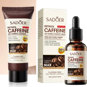 2 Pieces Sadoer Anti Aging Retinol Caffeine Face Wash + Skin Tightening Anti Wrinkles Essence, Facial Cleanser + Essence, Can add Vitamin C, the Duo Guarantee Anti Wrinkles, Anti Aging, Fade Fine Line