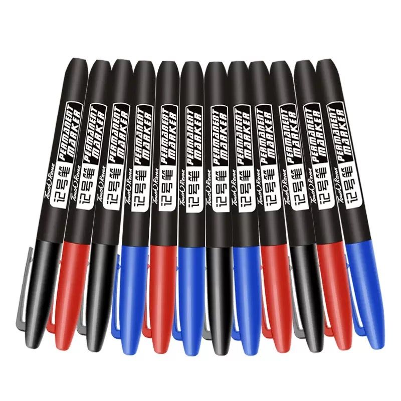 10 pcsPermanent Marker Pen Waterproof Ink Fine Point Black Blue Red Oil Ink 1.5mm Round Toe Fine Color Marker Pens