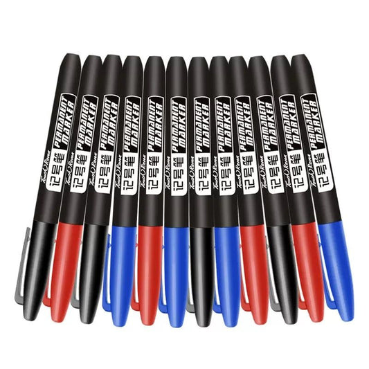 10 pcsPermanent Marker Pen Waterproof Ink Fine Point Black Blue Red Oil Ink 1.5mm Round Toe Fine Color Marker Pens