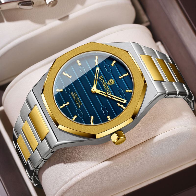 BINBONG Business Men's Watches Quartz Casual Retro Stainless Steel 30M Waterproof Luminous Luxury Men Watches