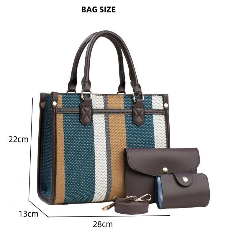 Mateamoda Vintage-Inspired Multi-Tone Structured Tote Set Crossbody Bag Underarm Handbag