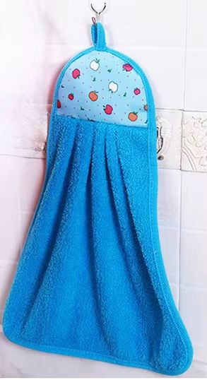 Coral Velvet Bathroom Supplies Soft Hanging Hand Towel Thickened Absorbent Cloth Dishcloths Hanging Cloth Kitchen Cleaning Towel