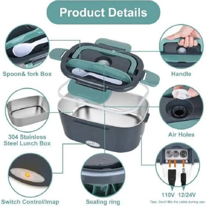 220V 1.5L Stainless Steel Electric Heating Lunch Box Plug School Office Home use Picnic Portable Food Warmer Container Heater