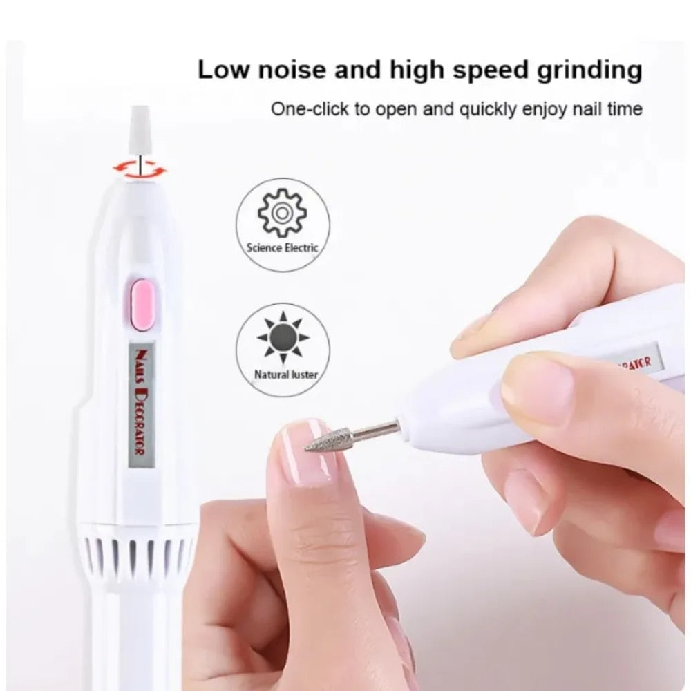 Electric Nail Drill Kit Manicure 5 Drills Grinding Burnishing Machine Nail art Manicure Pedicure Kit,Electric Nail Portable Mini Nail Grinding Tool with 5 Drills Personal Care