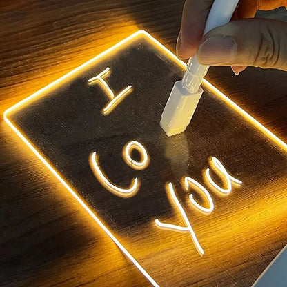 Note Board Creative Led Night Light Erasable Write Message Board Holiday USB Light Transparent Luminous Acrylic Light Gift For Children Girlfriend Decoration Night Lamp Calendar Desktop Ornaments