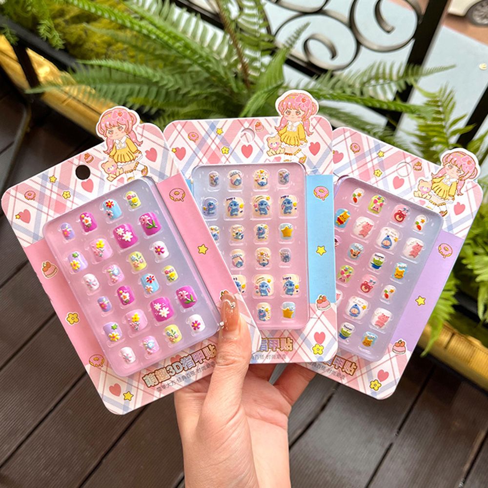 New 3D Stereoscopic Nail Stickers for Children, Cute Finger Stickers for Kindergarten Girls, Eco friendly Jelly Glue Nail Stickers