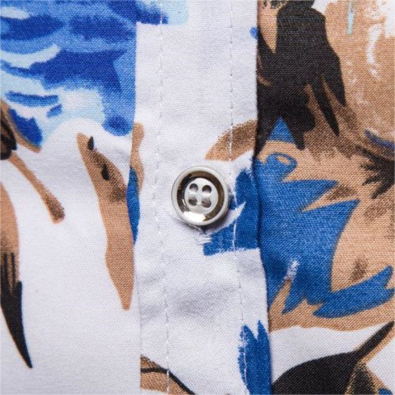 Shirts Men'S Long-Sleeved Floral Shirt Cross-Border Large Size Lapel Slim Shirt Non-Ironing Casual Men'S Wear