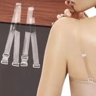 A pair Clear Bra Straps Transparent Invisible Detachable Adjustable Silicone