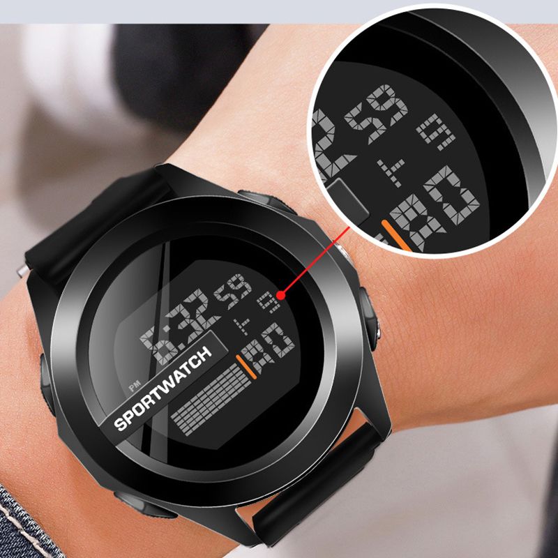 Men Sport LED Watches Men Digital Clock Wristwatch Stopwatch Luminous with Date Week Original Waterproof Clock Multi-Functional Rubber Man Fitnes Athlete Timekeeping Electronic Watch