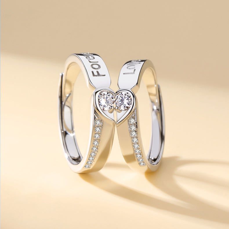 Rings 2PCS Couple rings set for men and women ladies adjustable rings jewelry rings wedding in jewellery adjustable rings Diamond style Fashionable exquisite