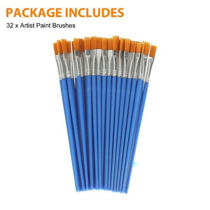 32 Pcs Flat Paint Brushes Set, LEDream Nylon Hair Small Brush Bulk for Detail Painting, Acrylic Oil Watercolor