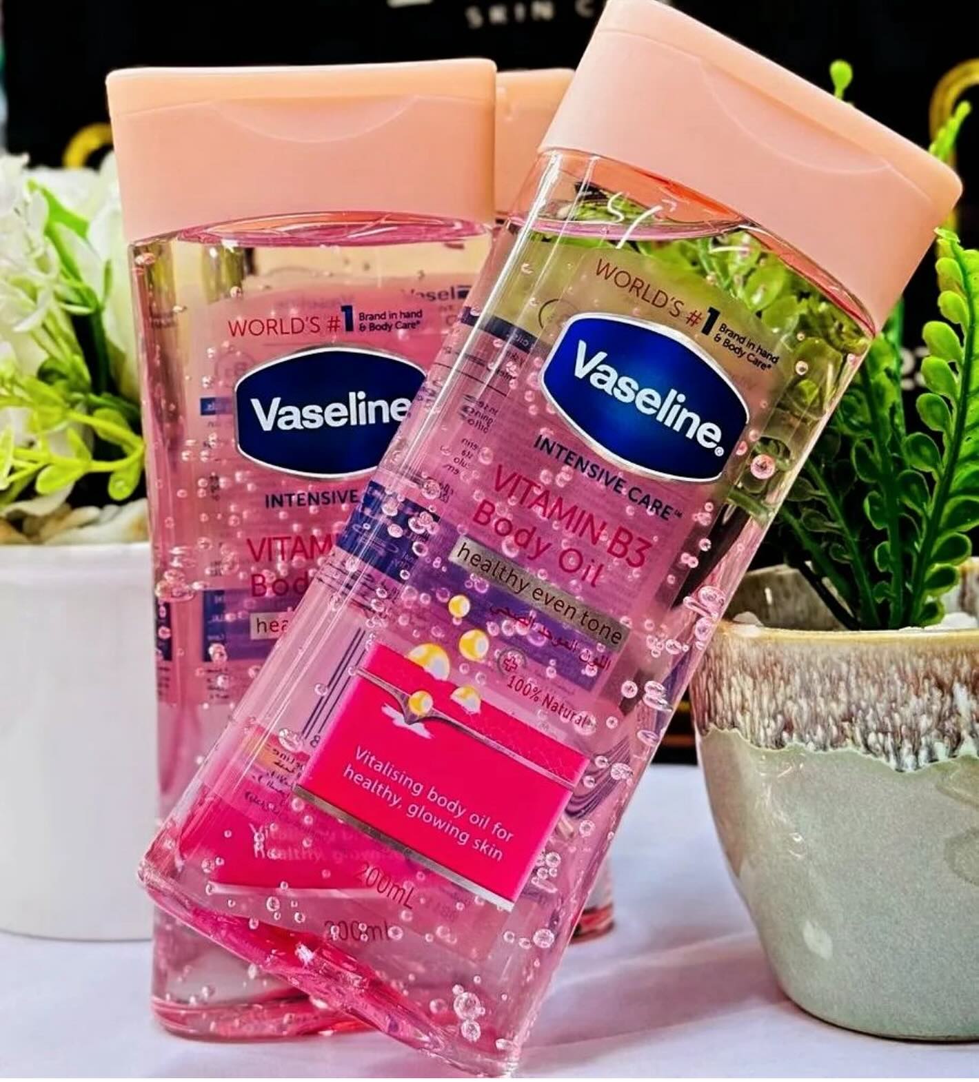 3 Pack Vaseline VITAMIN B3 Intensive Care Body Oil Glowing Skin 3 As Picture Count Body Gel Oil Body Oil Made with 100% Pure Cocoa Butter + Replenishing Oils 6.8oz
