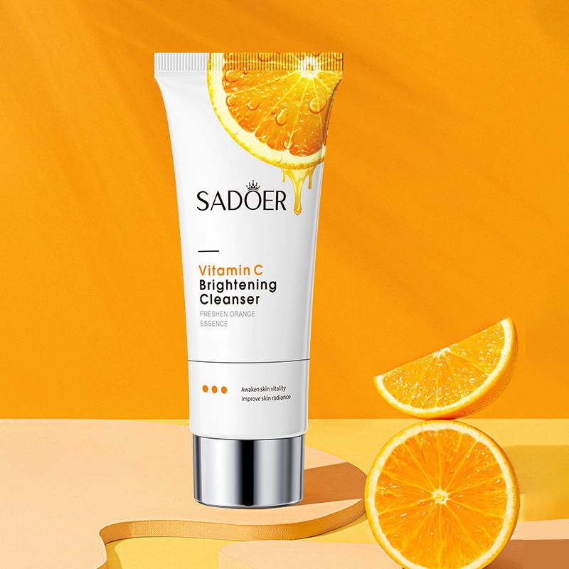 SADOER 4PCS Skin Care Set Vitamin C Hydrating Whitening Face Cleanser + Vitamin C Face Serum + Brightening Spray + Hydrating Hand Cream
