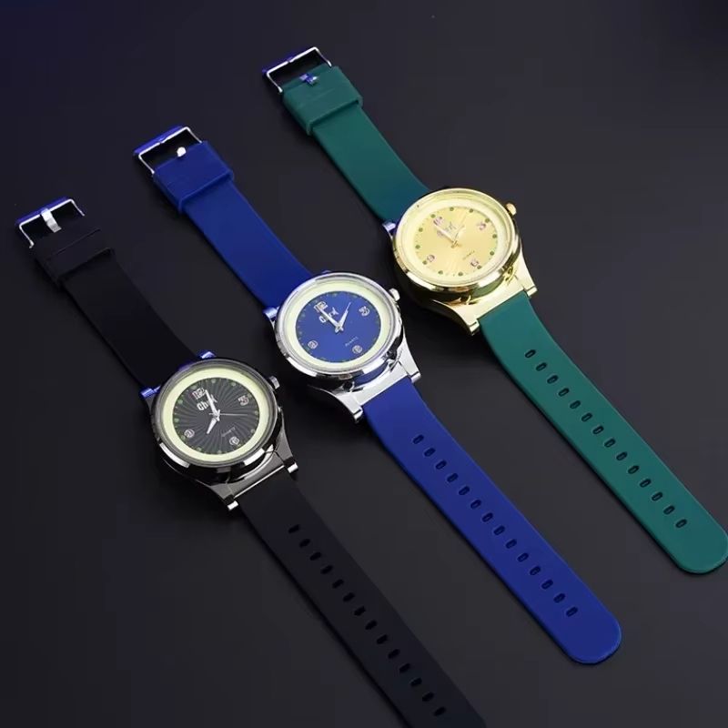2 in 1 Men's Watch Windproof Cigarette Lighter Luminous Quartz Watch Tungsten Lighter USB Charging Boys Sports Watch Cigarette Lighter Gift
