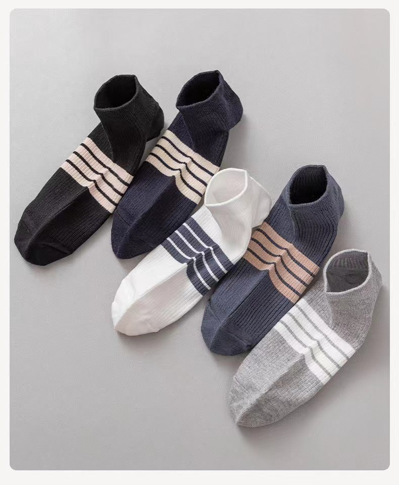5 Pairs Of Men's Socks Short Sports Sweat-absorbing And Odor-proof Socks Boat Socks Men's Socks Cotton Men's Clothing Casual Socks