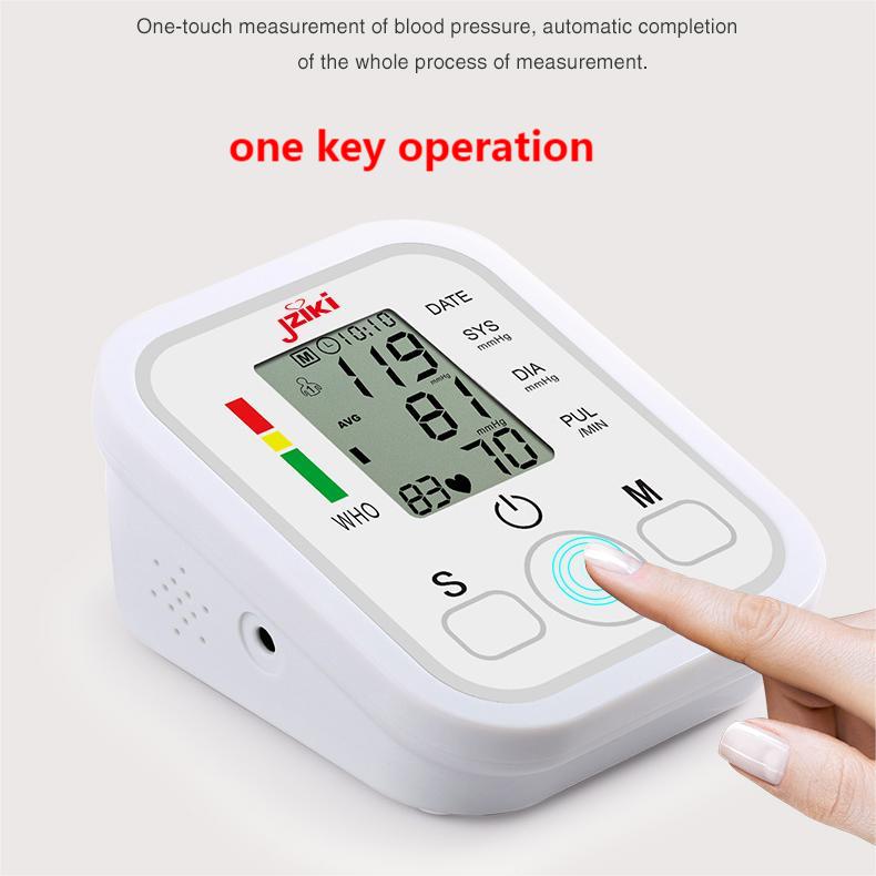Jziki Upper Arm Blood Pressure Monitor Digital Electronic Sphygmomanomet Automatic BP Machine Heart Rate Pulse Monitor Tensiometers Meter Long Cuff Adult