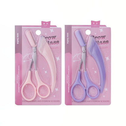 Beginner's Safe Eyebrow Trimmer New Eyebrow Trimmer Scissors Anti Scratch Bending Moon Eyebrow Scraper Set for Beginners