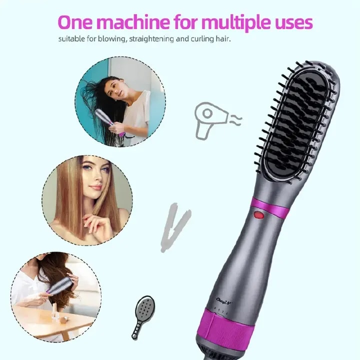 Hair Dryer Brush 350W Hair Brush Low Noise 180 ℃ 3 Speed Anti Scald Design Negative Ion Hair Styling Tools Multifunctional Electric Hot Air Blow Combs Tourmaline Ceramic Hair Dry Brush