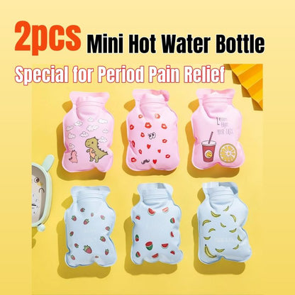 2pcs Mini Hot Water Bottle Cute Hot Water Bag Soft Portable Hot Water Bottle Menstrual Cramps Household Personal Care Women Lady Girls Period Pain Relief Warm Hand Warm Foot