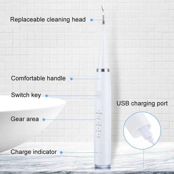 Electric Toothbrush Sonic Dental Teeth Whitening Kit Tooth Whitener Calculus Tartar Remover Tools Cleaner Stain Oral Care, Whitening Instrument Waterproof USB Fast Charging Device For Dental Brush