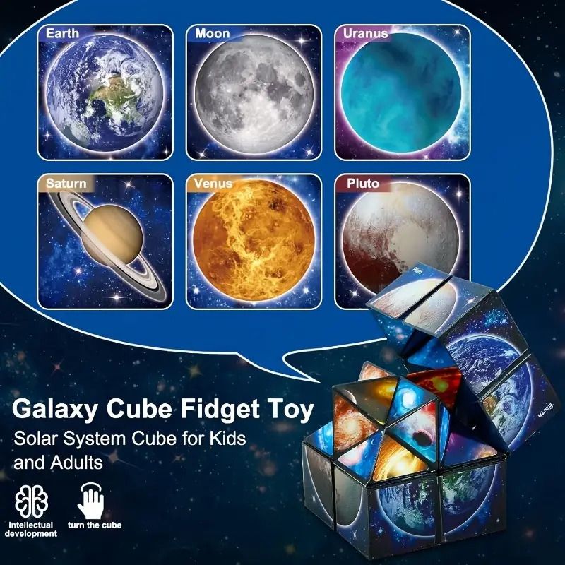 Magic Infinite Cosmic Cube Infinity Cube Fidget Toy Educational Star Cube Toy Changeable Cubes Fidget AntiStress Flip Cubic Puzzle Toys for Birthday Presents Gift