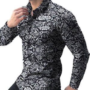 Shirts This Year's Popular Minority Design High-grade Men's Floral Shirt Style Large Stand Collar Long-sleeve Printing