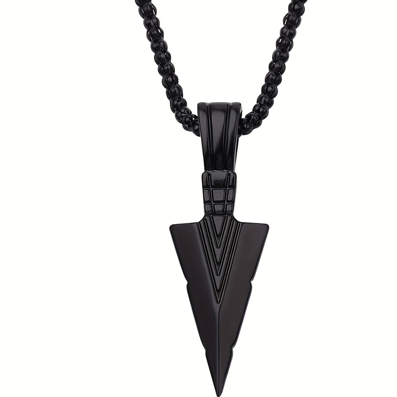 Hot Sale Men'S Hip Hop Necklace Triangle Spearhead Pendant Vintage Arrow Pendant Stainless Steel Sweater Necklace