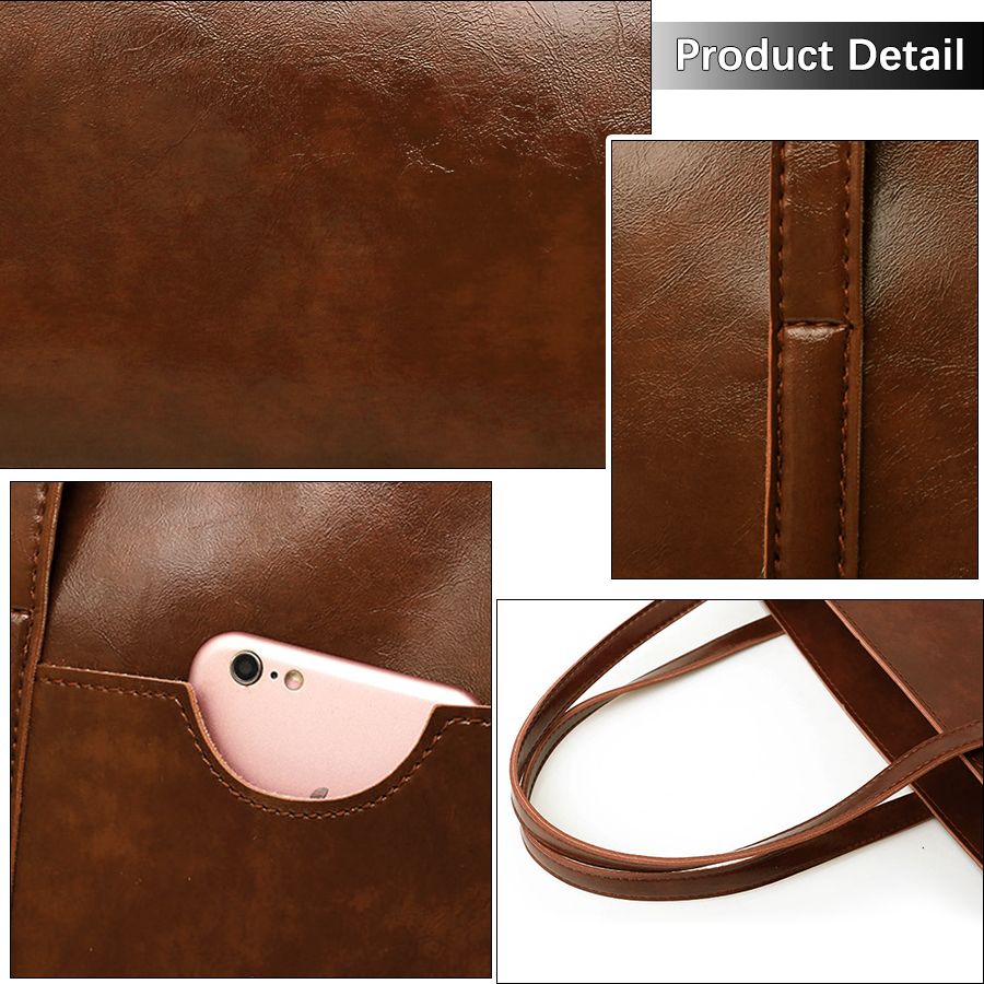 4 In 1 Ladies Shoulder Bag Cross-body bag Purse Bag Set Women Handbag Zipper Tote Bag Large Capacity Waterproof PU Leather Bag Kings Fashion