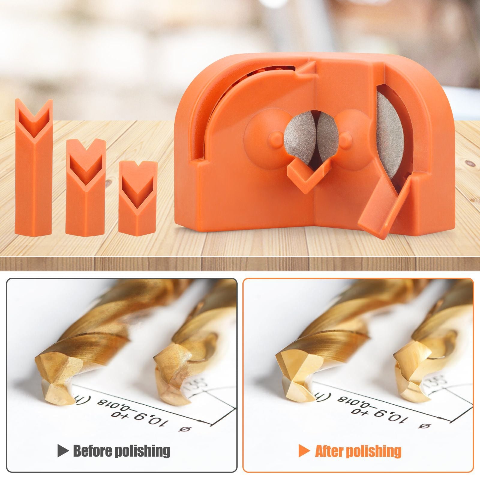 Multipurpose Drill Bit Grinding Sharpener for All Bits(5/64''- 5/8''), High-Speed Steel, Masonry, Carbide, Cobalt & Tin-Coated Drill Bits