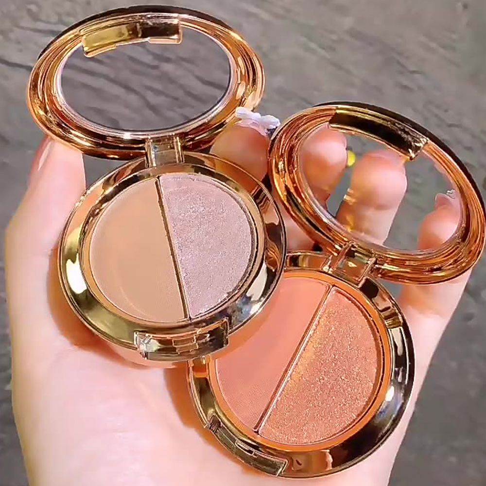 New two-color eyeshadow pumpkin earth color matte gold flash eyeshadow tray students waterproof niche affordable female