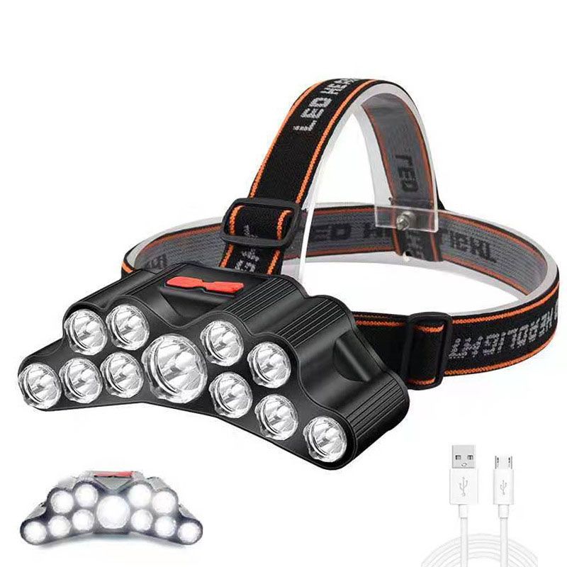 Rechargeable Headlamp, 11 LED High Lumen Bright Headlamp USB Headlight, Head Lamps for Outdoor Running Hunting Hiking Camping Gear