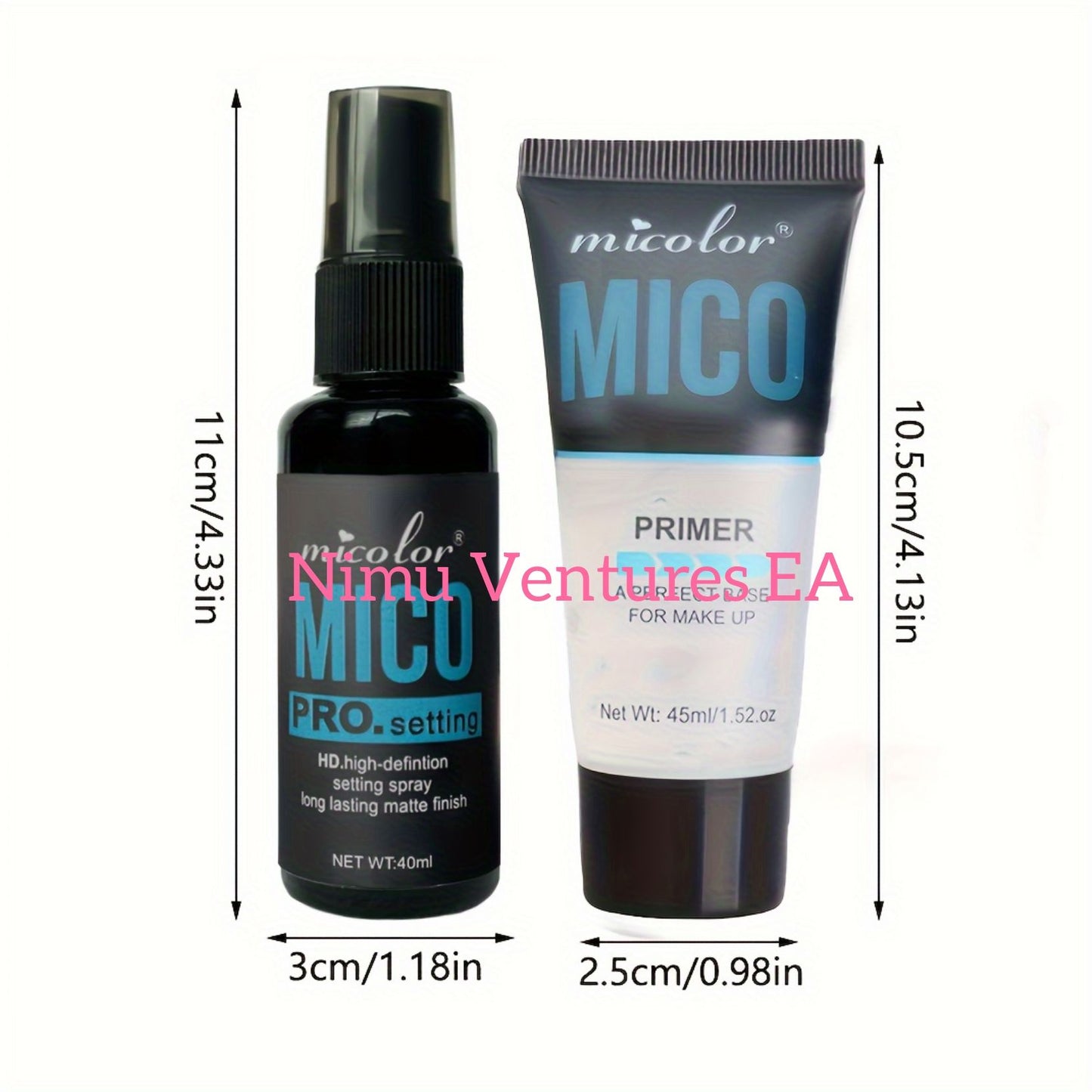 2 In 1 Micolor Mico Fit Me Primer + Pro. Setting Spray Fixer HD High Definition long lasting Matte finish base for Makeup