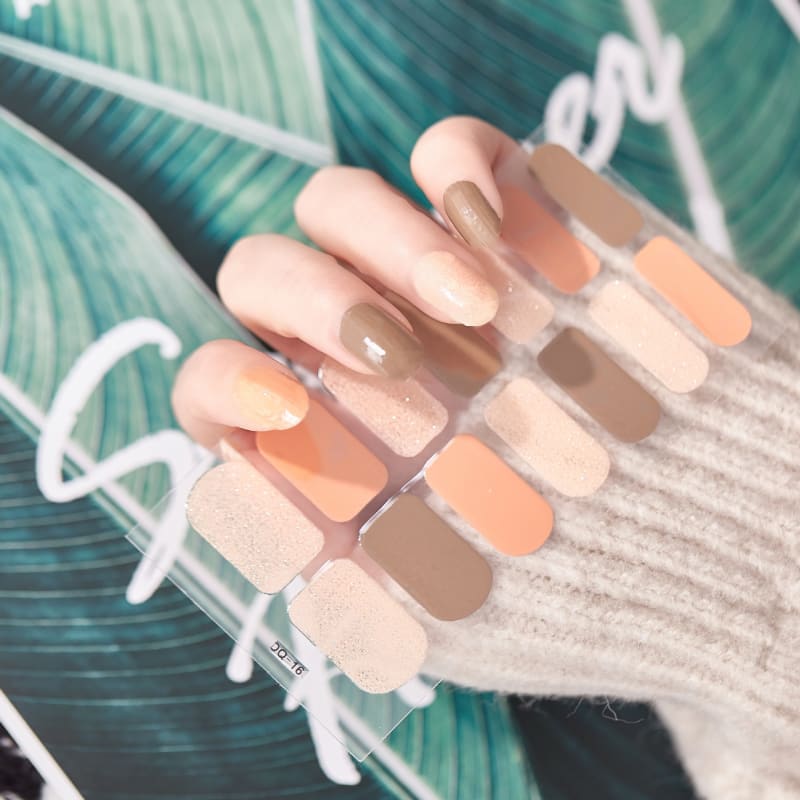 2 Sheets Glitter Gradient Color Nail Stickers Nail Wraps Full Cover Nail Polish Sticker DIY Self Adhesive Nail Art Decoration