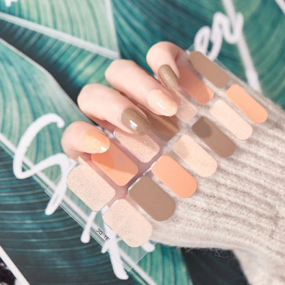 2 Sheets Glitter Gradient Color Nail Stickers Nail Wraps Full Cover Nail Polish Sticker DIY Self Adhesive Nail Art Decoration