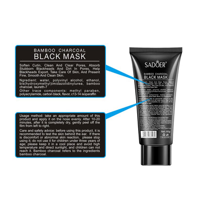 SADOER Blackhead removing, pore shrinking, acne removing, nasal mask for deep cleaning, tear off, facial mask for men and women