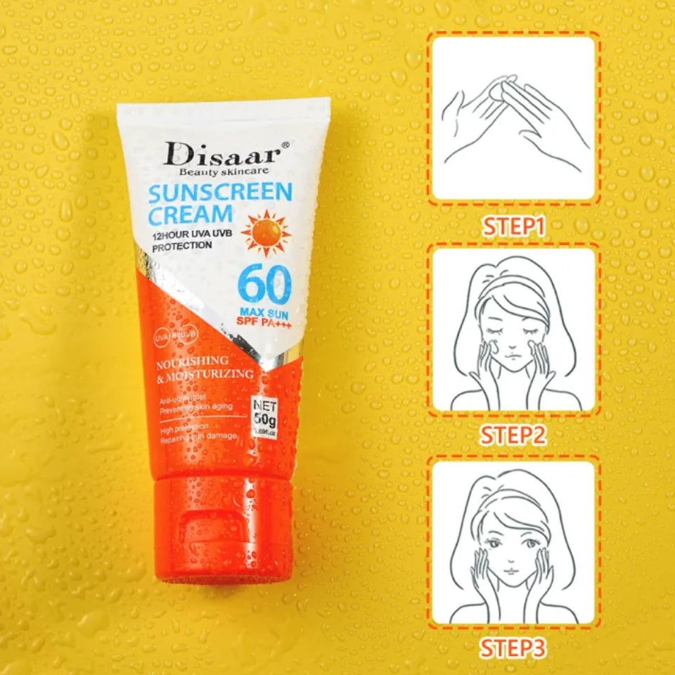 Suncream Cream Max Sun SPF 60 PA+++ UVA UVB Protection Nourishing & Moisturizing - Disaar