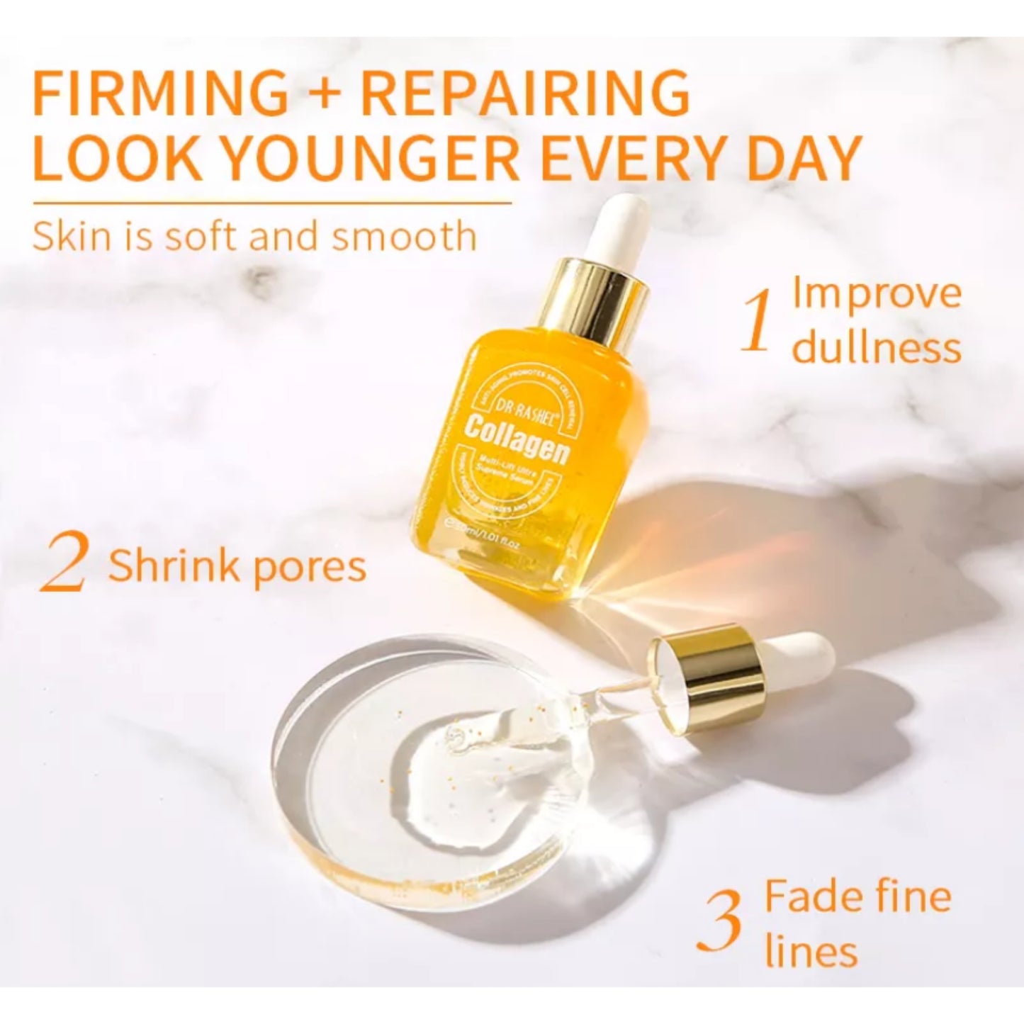 Dr. Rashel Collagen Multi-Lift Ultra Supreme Serum Anti-Aging Promotes Skin Cell Renewal Visibly Reduces Wrinkles and Fine Lines