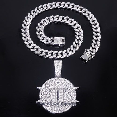 iced men pendant necklace for man hip hop iced pendant necklace with cuban chain for men/women hip hop fashion jewelry accessory gift for him/her party show costume jewelry