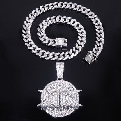 iced men pendant necklace for man hip hop iced pendant necklace with cuban chain for men/women hip hop fashion jewelry accessory gift for him/her party show costume jewelry