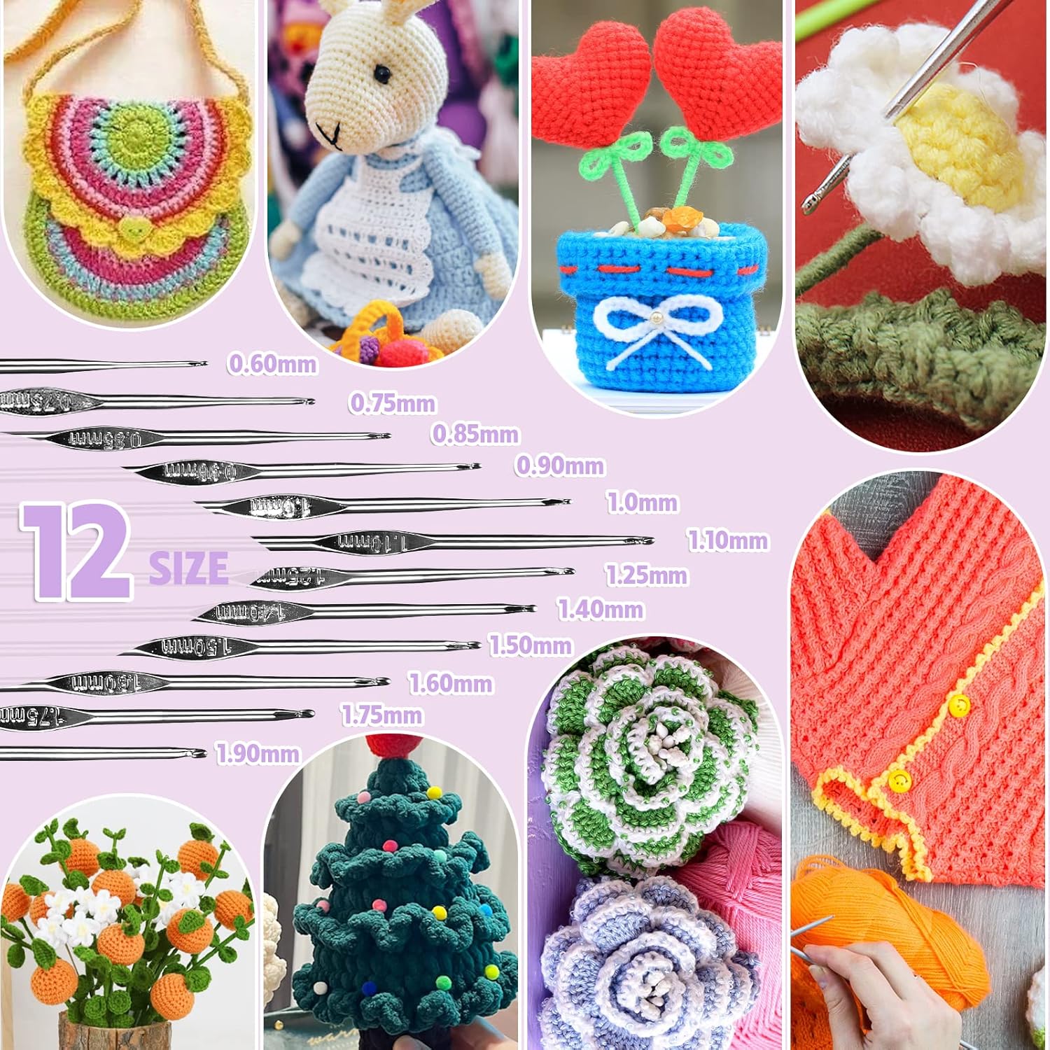 58 PCS Crochet Kit, Upgraded Hanging Crochet Set with Case & Yarn for Crocheting, Crochet Hook Set for Beginners Crochet Hook Kit with Crochet Book, Crochet Hooks, Knitting & Crochet Supplies