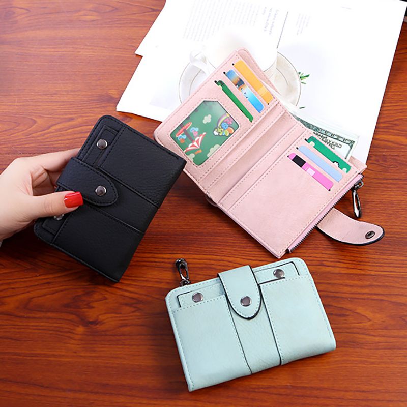 Women's stylish, frosted, flip-top, high-quality classic purse wallets is compact, delicate and practical