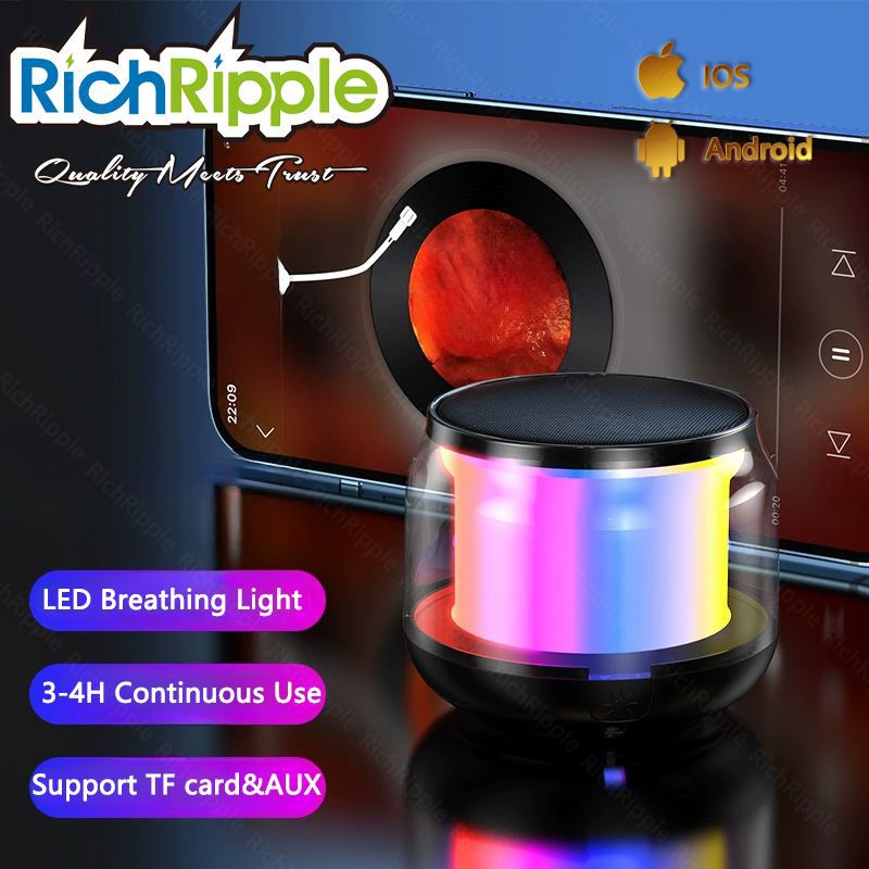 RichRipple Portable Bluetooth Speaker Colorful Lights 360°Surround Stereo Sound, Hands-Free Wireless superbass Speakers for live show party show